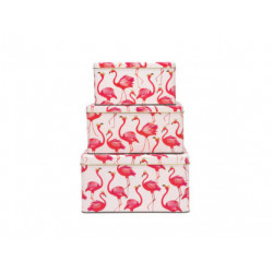 Fyrkantiga plåtburkar Flamingo 3-pack